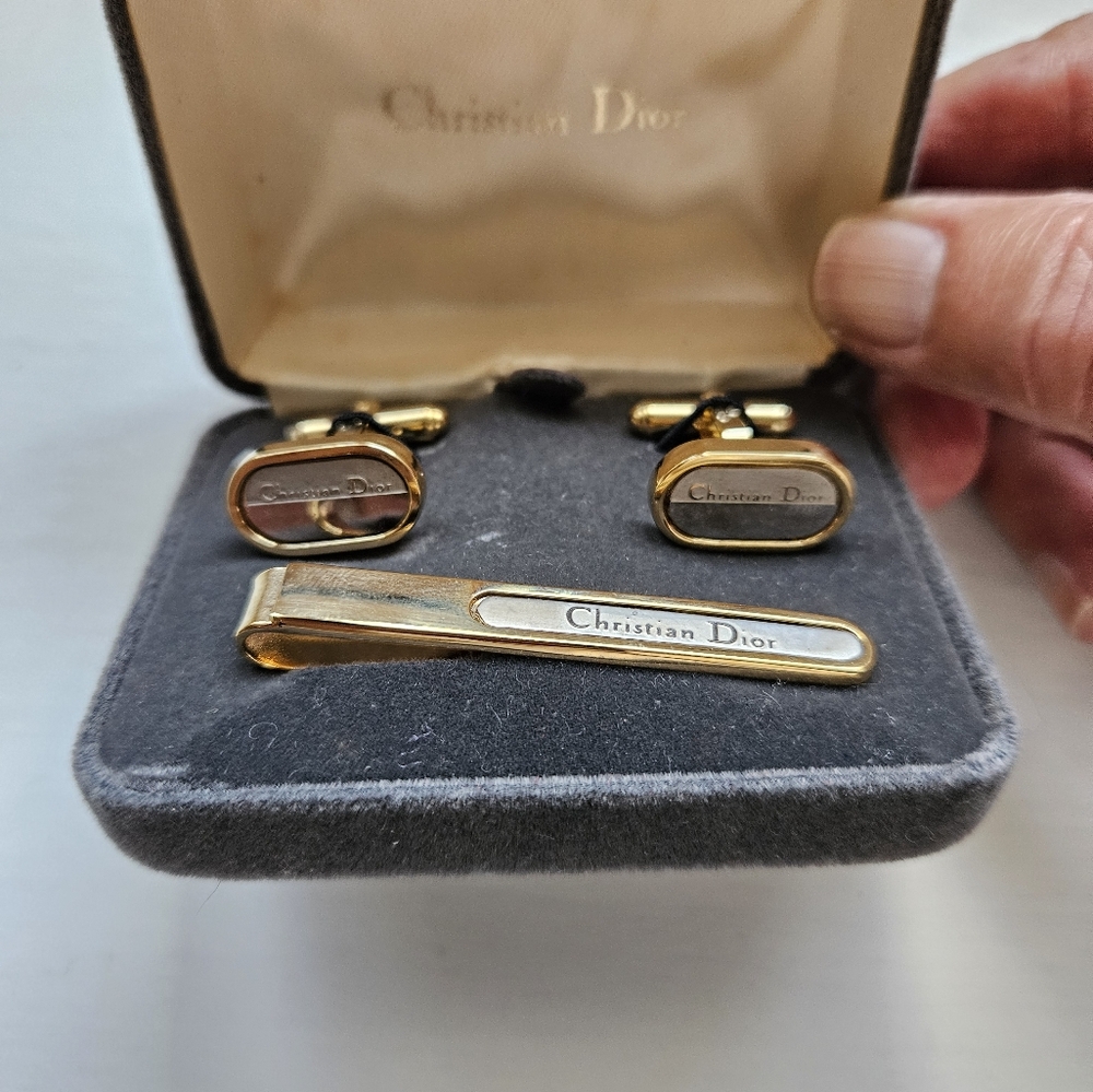 Dior Vintage Cufflink & Tie clip set